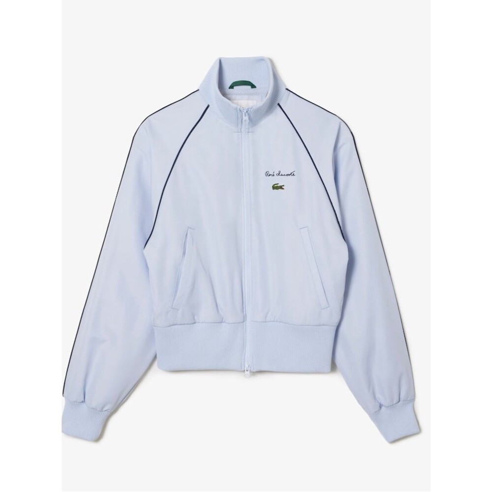 NWT Lacoste Women's Diamond Taffeta Relaxed Fit Track Jacket Phoenix Blue 38 / 6 - Picture 3 of 16